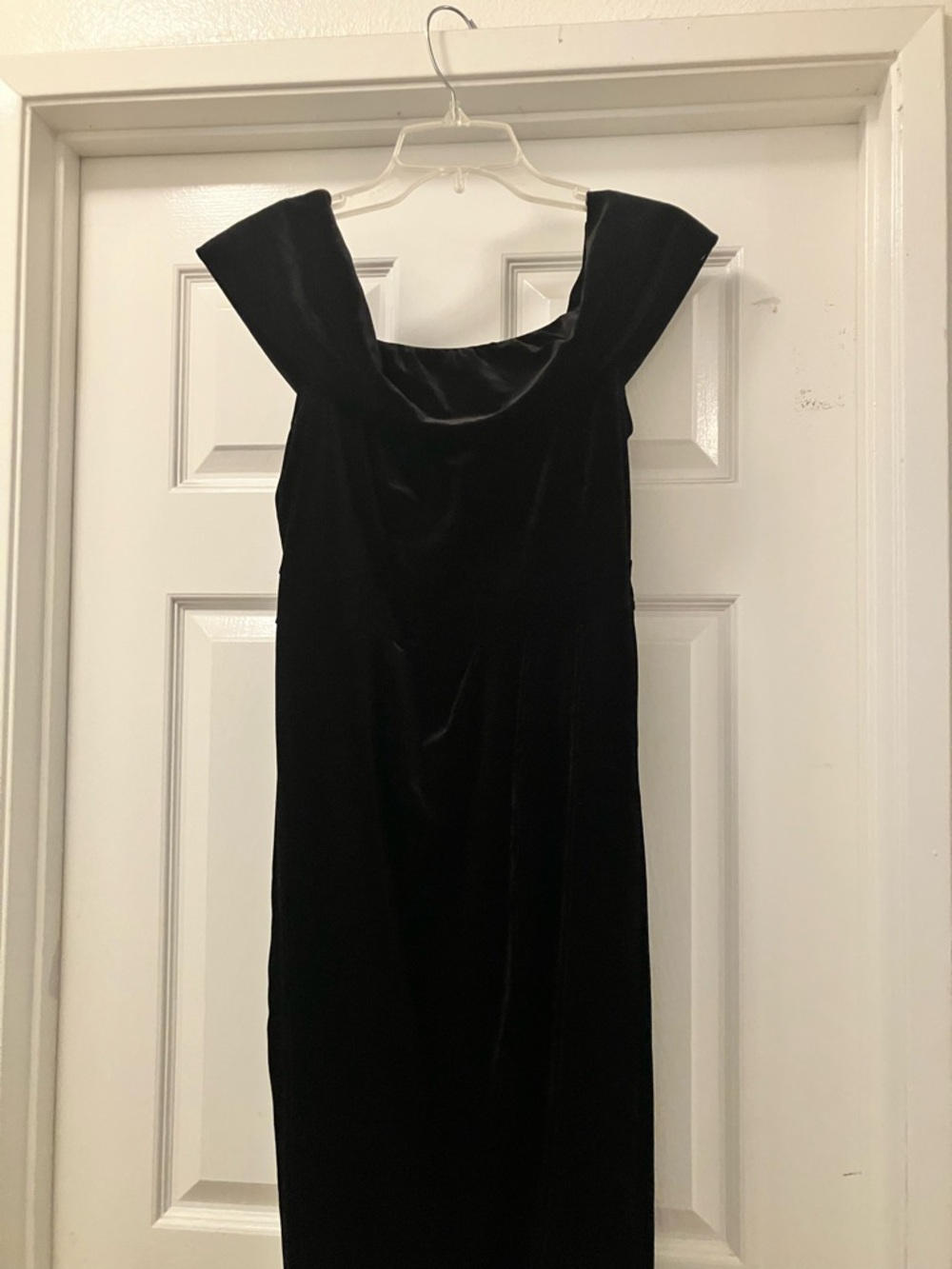 Classic Black Velvet Off-Shoulder Dress